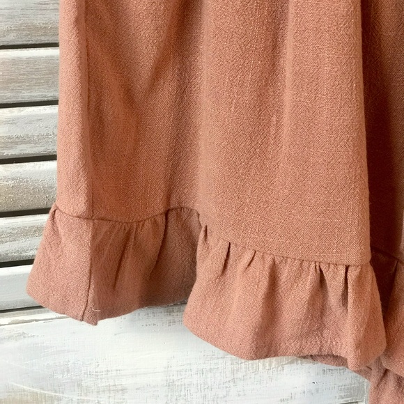 LINEN BLEND PAPER-BAG SHORTS IN DUSTY PEACH - Picture 8 of 9